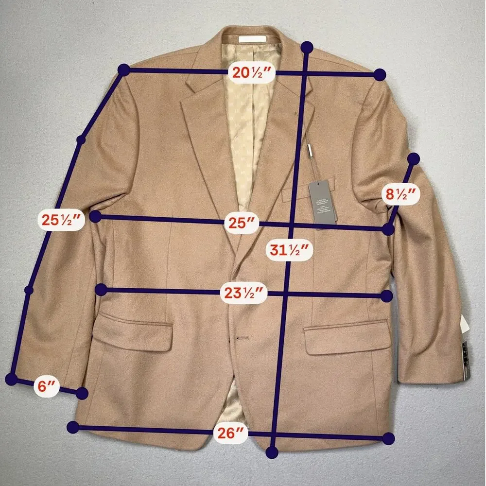 Michael Kors Men's Wool Cashmere Blend Lux Classic-Fit Sport Coat Camel 46R $395